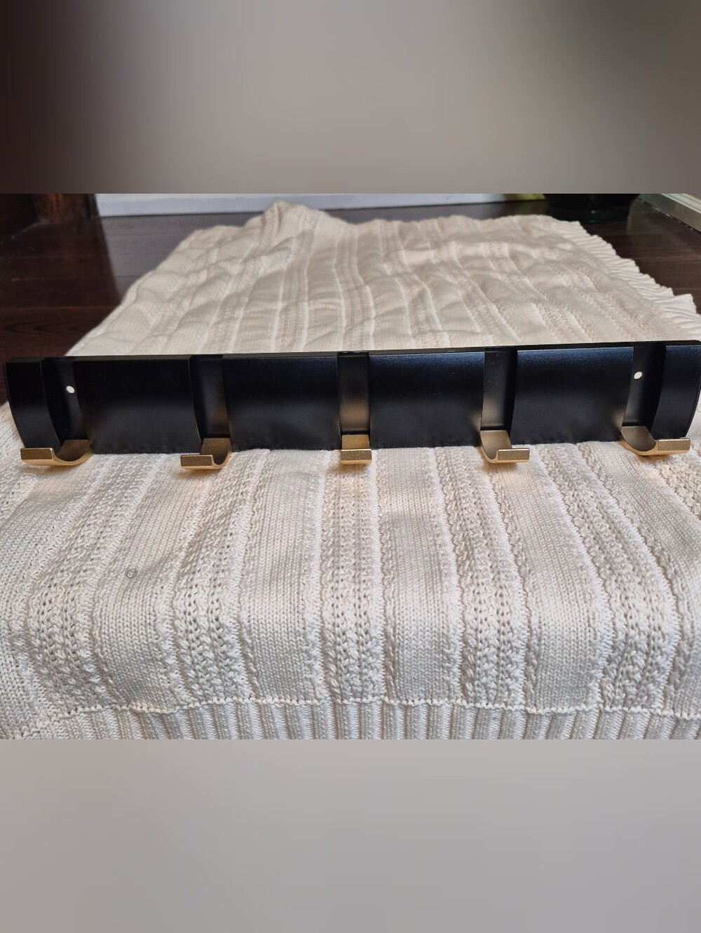 Modern Black and Gold Wall Hook Rack - Sleek Home Accent